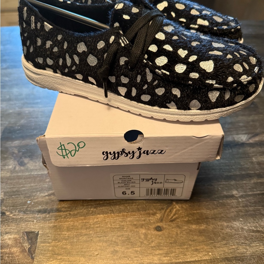 Gypsy Jazz Kids Black and White Polka Dot Sneakers